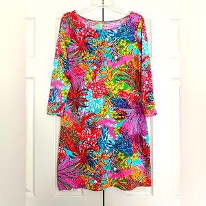 Lilly Pulitzer long sleeved dress with scoop neck, size M.